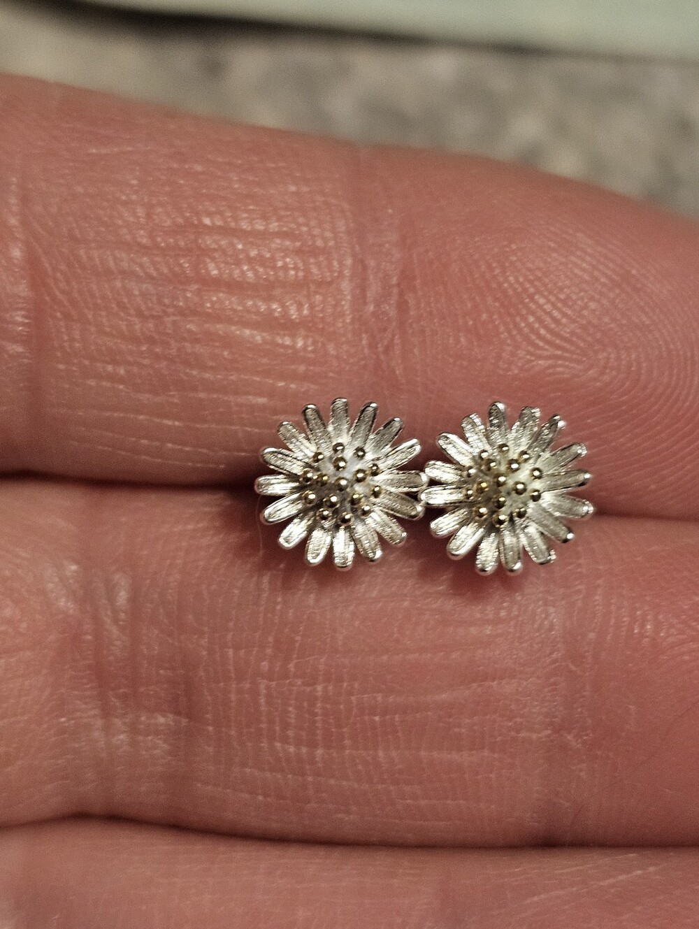Sterling Silver Plated Flower Earring Studs